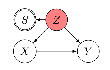 DAG with confounding and a selection node